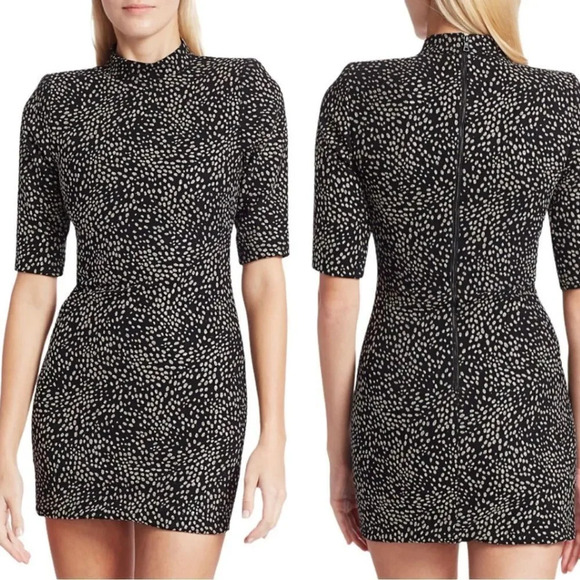 NEW Alice + Olivia Inka Strong-Shoulder Mockneck Dress - Picture 4 of 15